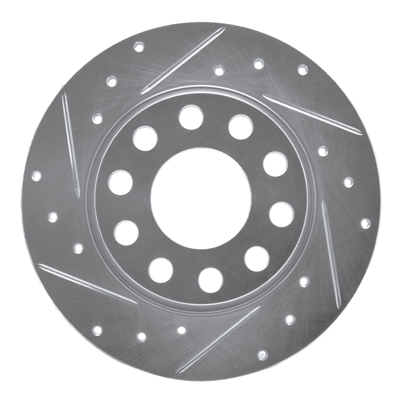 Audi A4 Brake Rotor (1) - Rear Left - R1 Concepts - Drilled & Slotted - Silver - `00-`08